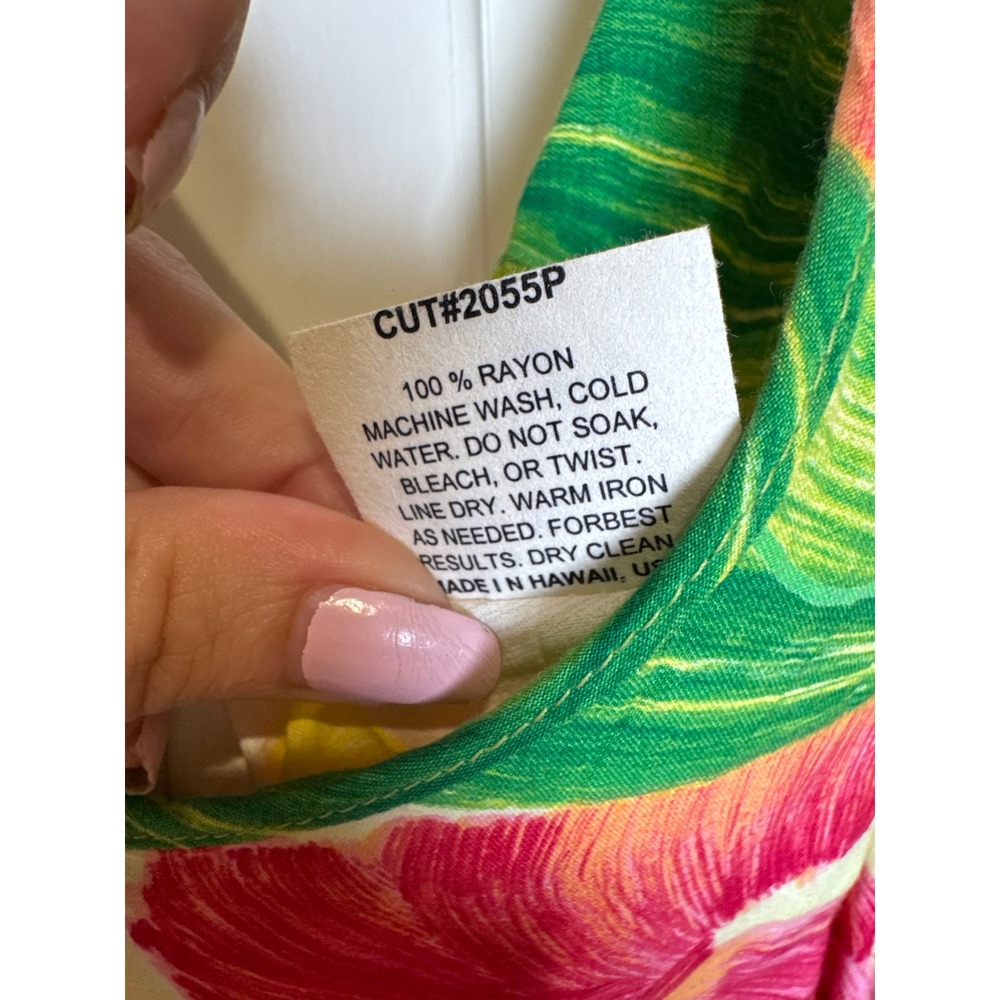 Jams World Orchadia Tropical Floral Rayon Shift Dress Pink Yellow Green Large - Picture 6 of 7